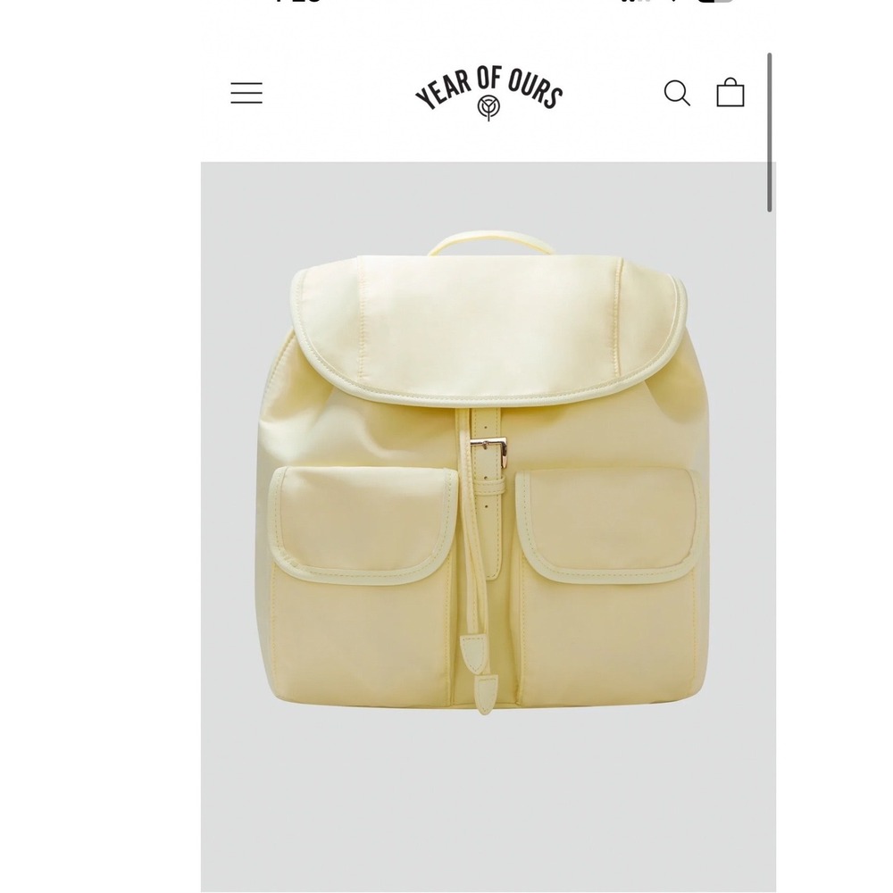 Year of Ours Nylon Drawstring Backpack Pale Yellow Cargo Pocket Rucksack NWT